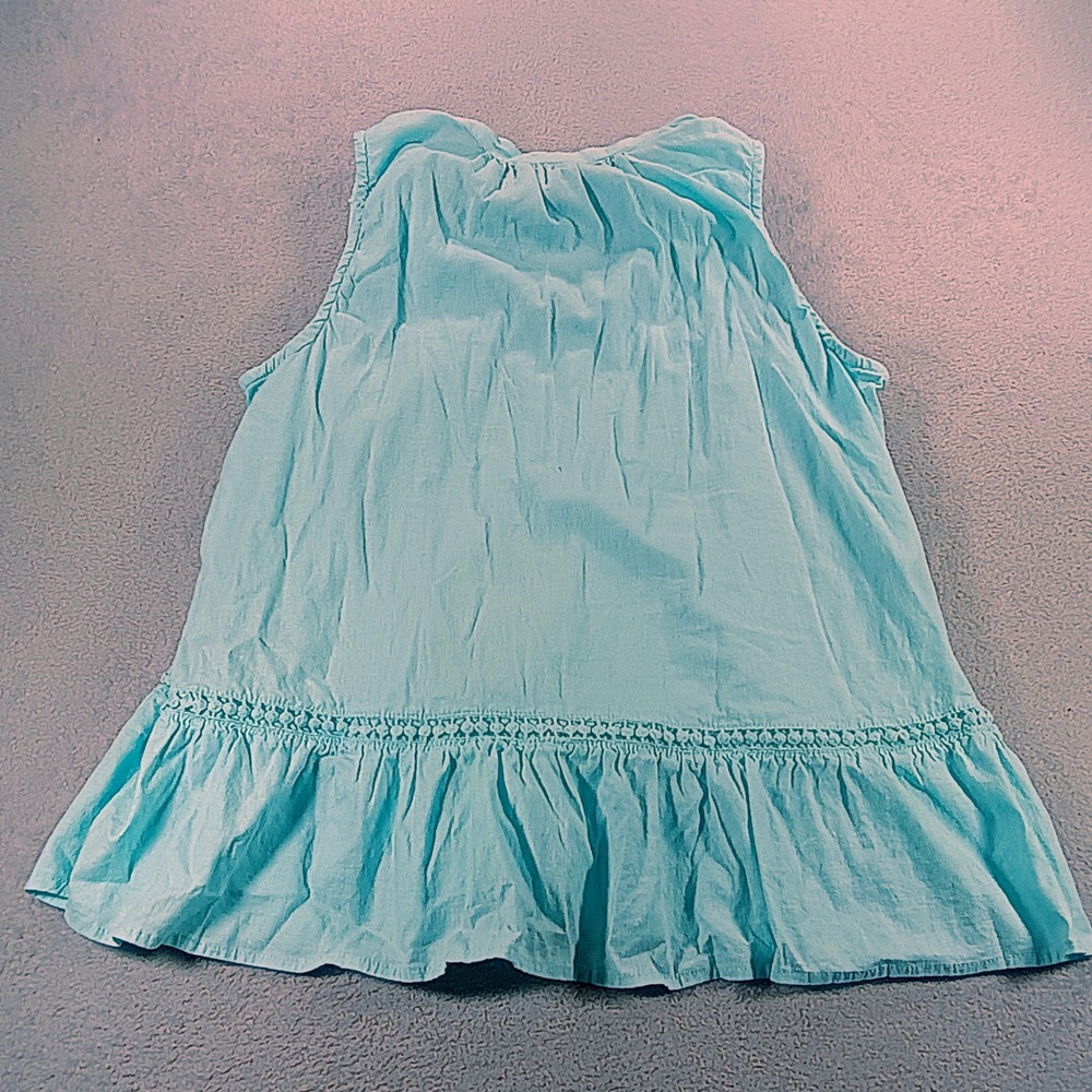Crown & Ivy Women Sleeveless Peplum Top Turquoise Large Linen Blend Tassel - Picture 9 of 11